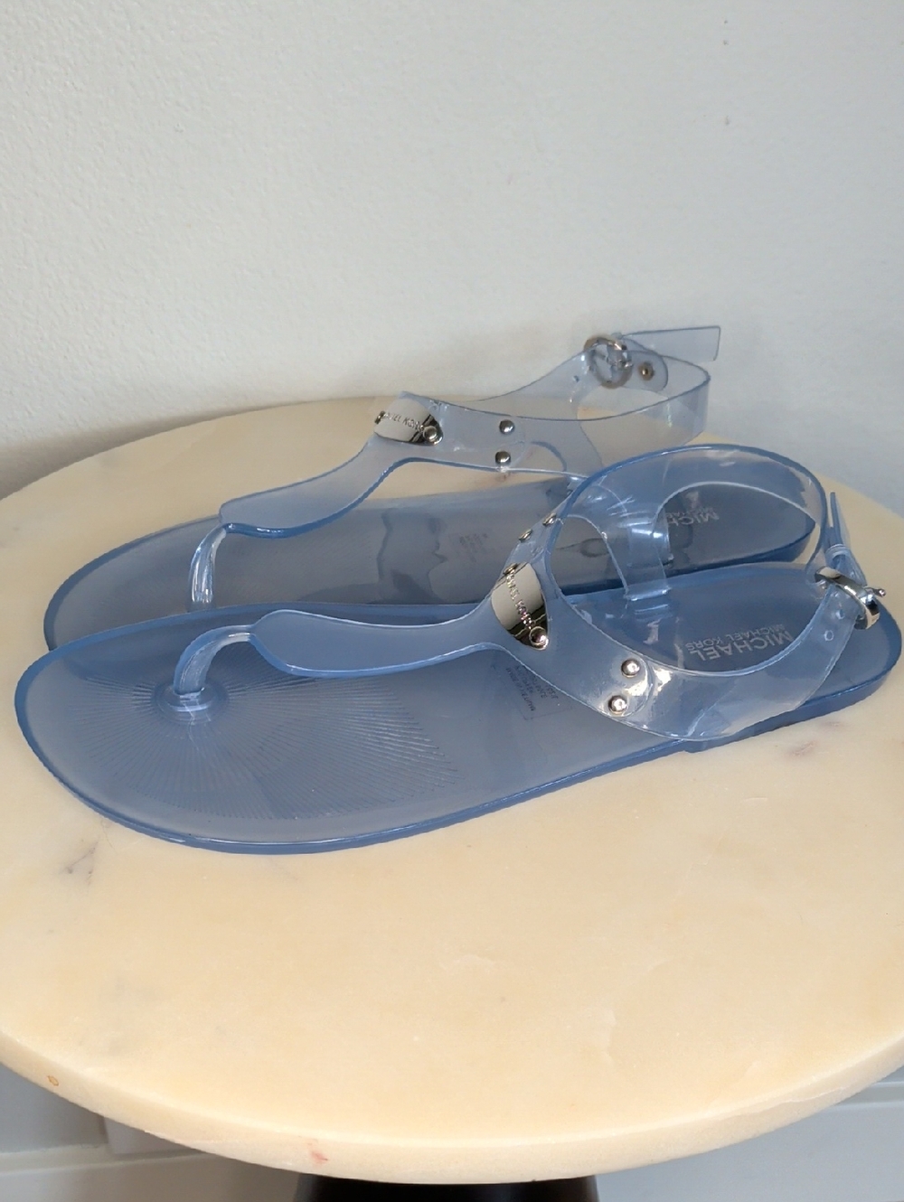 Michael Kors Translucent Light Blue Jelly Thong Sandals